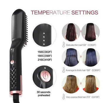 30s Fast Heating Electric Hairdressing Comb Men's Three-in-one Heated Beard And Straight Hair Comb Beard Straightener
30s Fast Heating Electric Hairdressing Comb Men's Three-in-one Heated Beard And Straight Hair Comb Beard Straightener