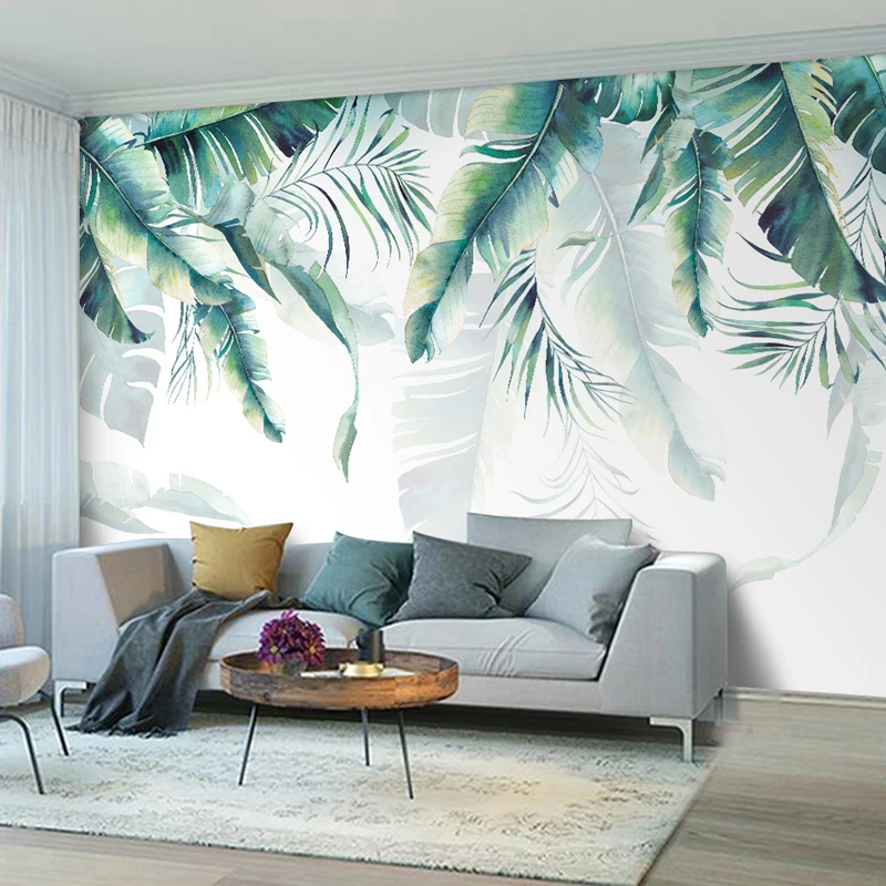 

Customized 3D Mural Wallpaper Tropical Rain Forest Palm Banana Leaves Wall Painting Bedroom Living Room Sofa Background Photo