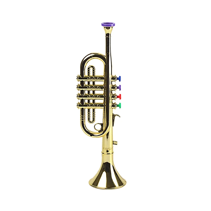 Kids Plastic Trumpet Horn Wind Instrument with 3 Colored Keys for Early Developmental Music Toy Professional Musical Toys Golden
Kids Plastic Trumpet Horn Wind Instrument with 3 Colored Keys for Early Developmental Music Toy Professional Musical Toys Golden