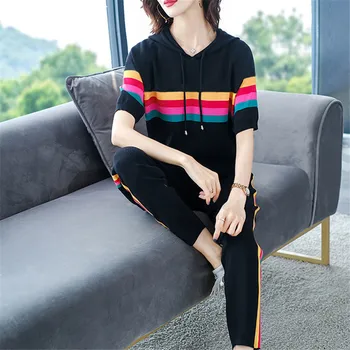 Streetwear Summer Casual Set For Women short Sleeve Knitting Suit Female Sweater Tops And Pants Fashion Ladies Clothes New 2020
Streetwear Summer Casual Set For Women short Sleeve Knitting Suit Female Sweater Tops And Pants Fashion Ladies Clothes New 2020