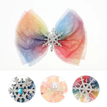 

5 pcs Bowknot Headpieces Decorative Snowflake Fairy Hair Bow Barrettes Alligator Clips for Kids Girls