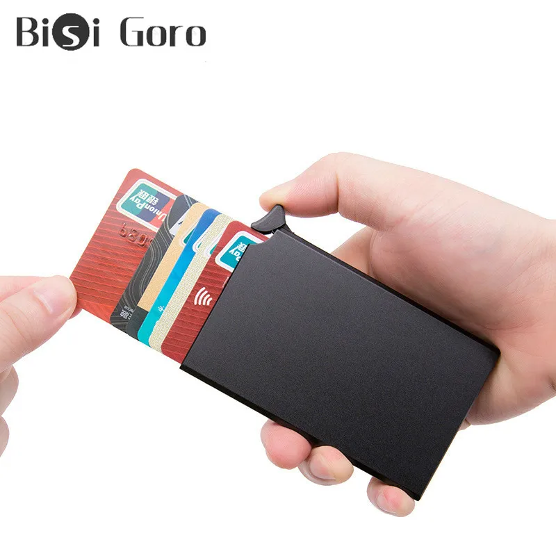 BISI GORO RFID Anti-theft Credit Card Holder Ultra-thin ID Card Case Fashion Unisex Automatically Solid Metal Aluminum Box Case
BISI GORO RFID Anti-theft Credit Card Holder Ultra-thin ID Card Case Fashion Unisex Automatically Solid Metal Aluminum Box Case