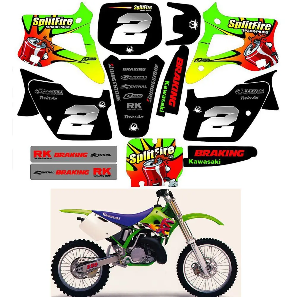 For KAWASAKI KX125 KX250 1994 - 1998 Graphics Decals Stickers Custom Number Name 3M Full Motorcycle Backgrounds Accessories
For KAWASAKI KX125 KX250 1994 - 1998 Graphics Decals Stickers Custom Number Name 3M Full Motorcycle Backgrounds Accessories