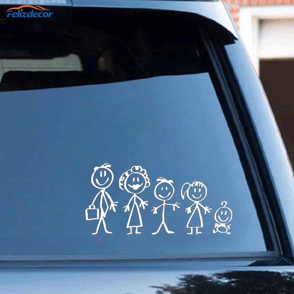 Фото Черные/серебряные автомобильные Стикеры Мультяшные забавные Веселые Семейные