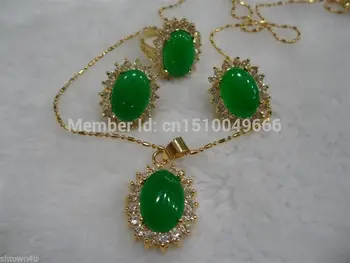ER134 Hot sale FREE SHIP>>>Fashion jewelry beautiful green STONE necklace pendant earring ring 7-9 # Set 
ER134 Hot sale FREE SHIP>>>Fashion jewelry beautiful green STONE necklace pendant earring ring 7-9 # Set