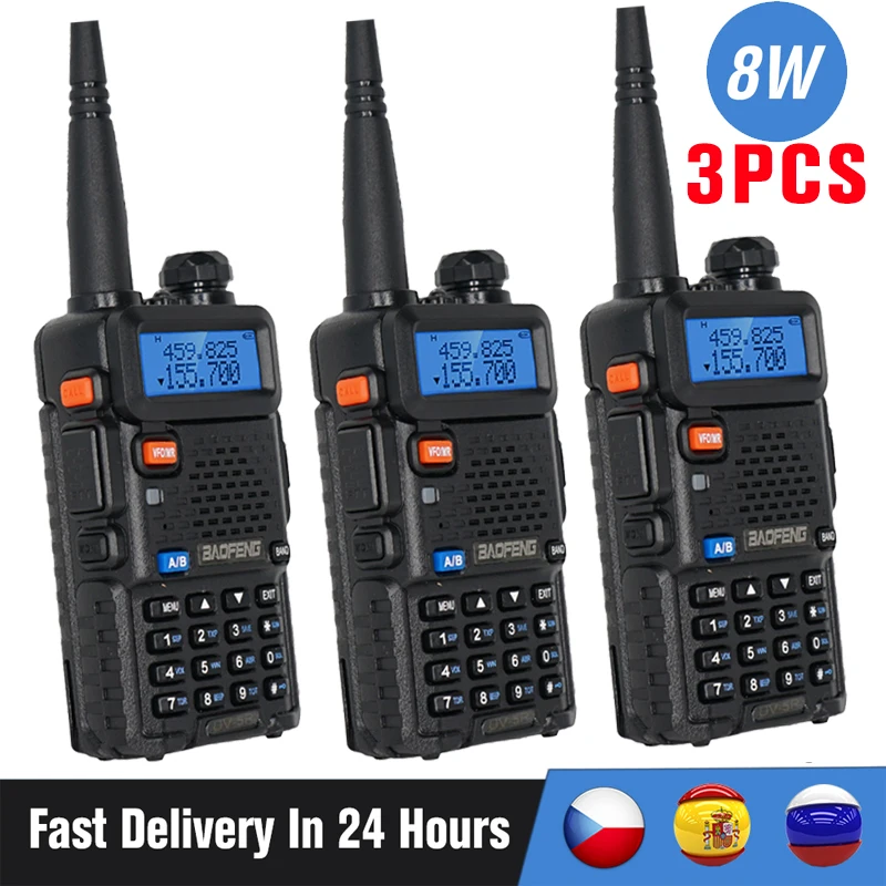 3/4 Units 8W Baofeng UV-5R Walkie Talkie UV5R Dual Band FM Transceiver UV 5R Amateur 10KM Hunting Ham Radio Transmitter Intercom
3/4 Units 8W Baofeng UV-5R Walkie Talkie UV5R Dual Band FM Transceiver UV 5R Amateur 10KM Hunting Ham Radio Transmitter Intercom