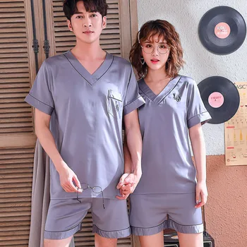 Korean-style Couples Pajamas Mom and Dad-Summer Short-sleeved Silk Women Set Silk Fabrics Home Wear V-neck Thin Casual
Korean-style Couples Pajamas Mom and Dad-Summer Short-sleeved Silk Women Set Silk Fabrics Home Wear V-neck Thin Casual