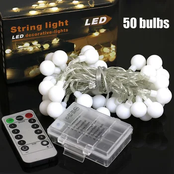 Led String Remote Control Waterproof Battery Box Ball String Lights Room Lighting Decoration White Ball Lantern 50 Bulbs
Led String Remote Control Waterproof Battery Box Ball String Lights Room Lighting Decoration White Ball Lantern 50 Bulbs