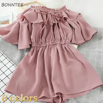 Rompers Women Ruffles Slash Neck High Waist Solid Korean Style Sexy Casual Playsuit Off Shoulder Wide Leg Vintage Womens Leisure
Rompers Women Ruffles Slash Neck High Waist Solid Korean Style Sexy Casual Playsuit Off Shoulder Wide Leg Vintage Womens Leisure
