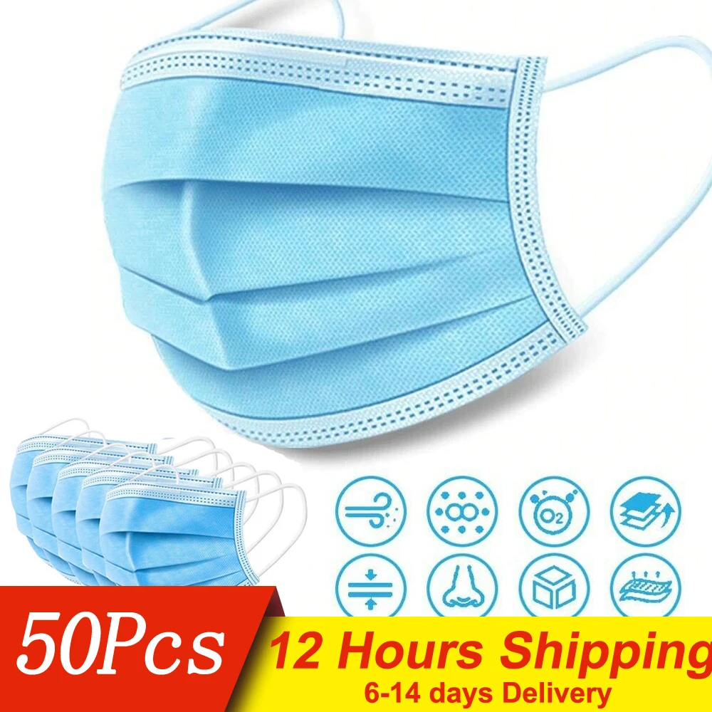 10/20/50pcs Disposable Mask Anti Dust Protective Face Mouth Mask Non-woven Disposable Elastic Masks Breathable Safety Face Masks