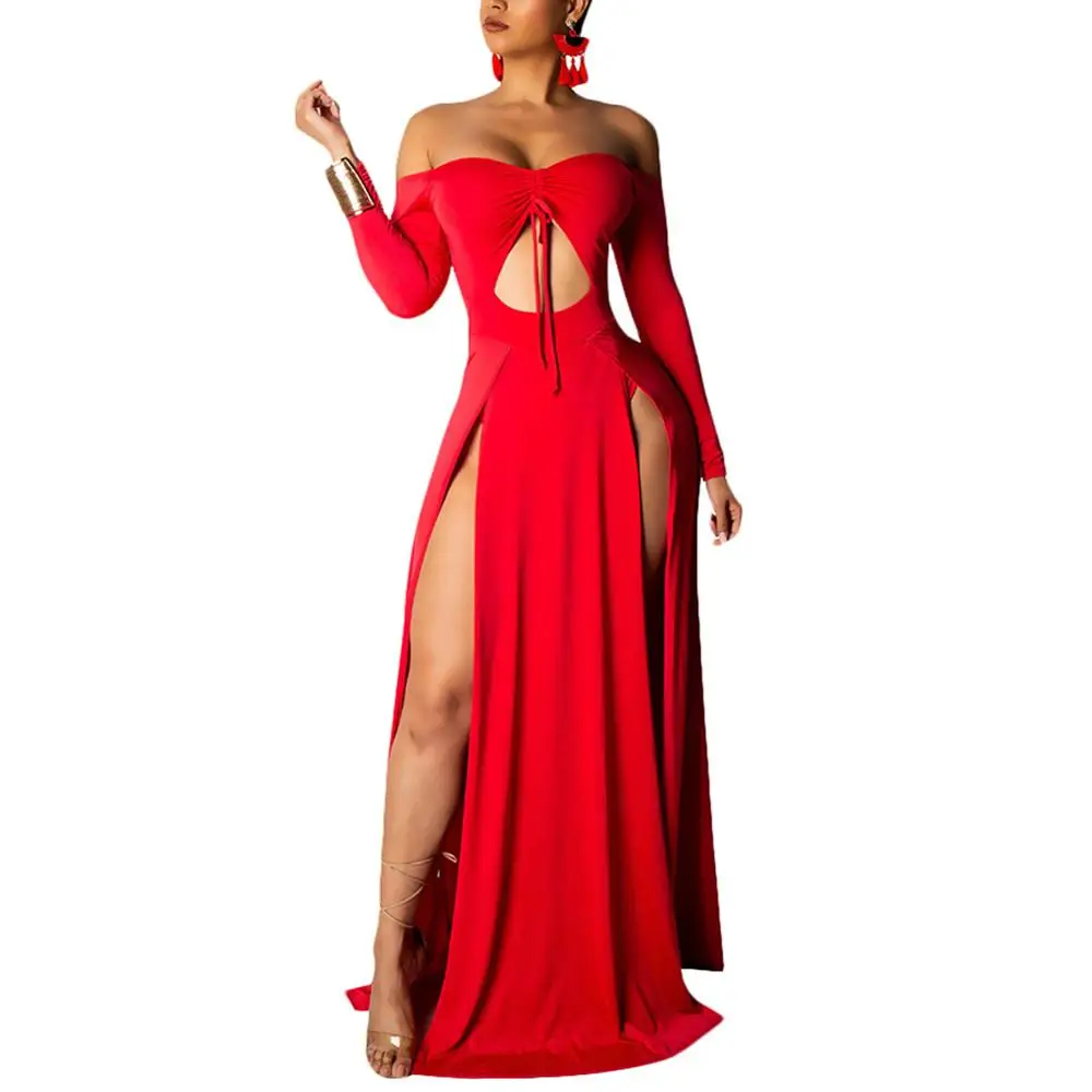 DANALA Dress women Sexy Pure V Neck Off Shoulder Split Cutout Spring Summer Club Party Night Elegant Long-sleeved Irregula
DANALA Dress women Sexy Pure V Neck Off Shoulder Split Cutout Spring Summer Club Party Night Elegant Long-sleeved Irregula