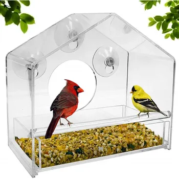Acrylic transparent bird feeder room type with trough window suction cup acrylic feeder
Acrylic transparent bird feeder room type with trough window suction cup acrylic feeder