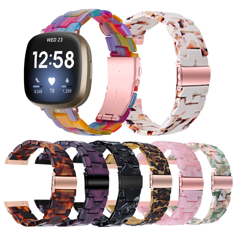 

Resin Watch Bands For Fitbit Versa 3 2 1 / Versa 4 / Versa Lite Bracelet Luxury Wrist Strap For Fitbit Sense Sense 2 Correa