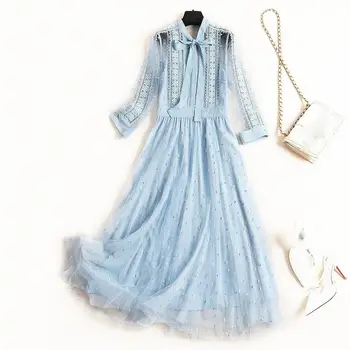 High Quality New Women Fashion Work Party Mesh Dresses Casual Long Sleeve Dresses Elegant Dot Embroidery Long Dress
High Quality New Women Fashion Work Party Mesh Dresses Casual Long Sleeve Dresses Elegant Dot Embroidery Long Dress