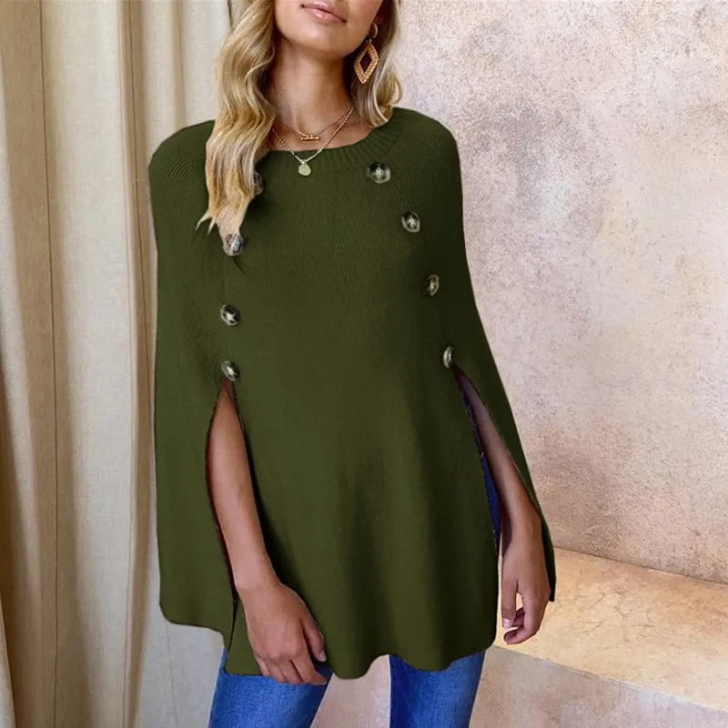 DeRuiLaDy 2019 New Women O Neck knitted Sweater Pullover Fashion Loose Buttons Autumn Sweaters Casual Winter Black jumper Poncho
DeRuiLaDy 2019 New Women O Neck knitted Sweater Pullover Fashion Loose Buttons Autumn Sweaters Casual Winter Black jumper Poncho