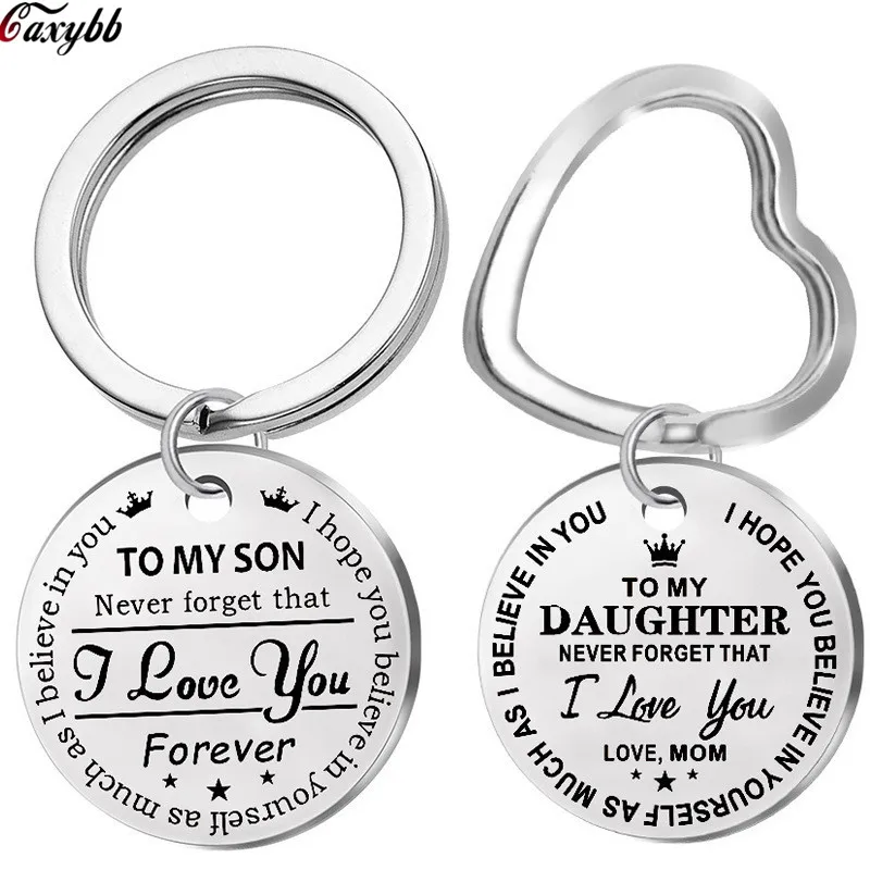 Trendy Stainless Steel Keychain Engraved To My Son Daughter forever Love Mom Keyring Key Chains Charm Love Pendant Jewelry Gift
Trendy Stainless Steel Keychain Engraved To My Son Daughter forever Love Mom Keyring Key Chains Charm Love Pendant Jewelry Gift