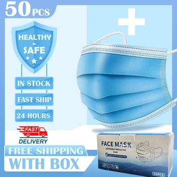 Fast delivery 3-layer mask 100 50pcs Face Mouth Masks Non Woven Disposable Protective Meltblown cloth Masks Earloops Masks
Fast delivery 3-layer mask 100 50pcs Face Mouth Masks Non Woven Disposable Protective Meltblown cloth Masks Earloops Masks