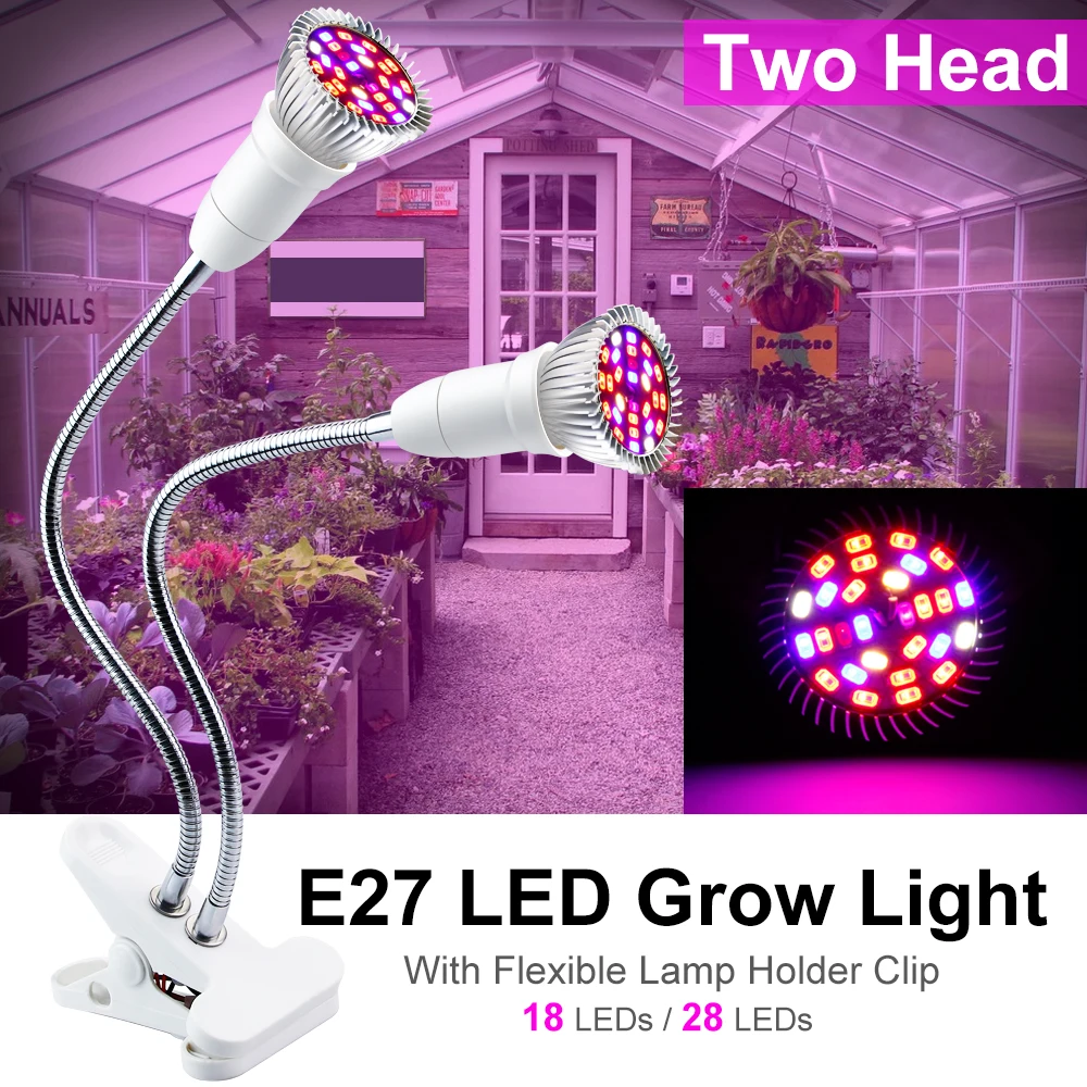 LED Grow Light E27 Fitolamp Led Growth Light Full Spectrum Phyto Lamp With Clip For Plant 18W 28W Flower Grow Tent Box Indoor
LED Grow Light E27 Fitolamp Led Growth Light Full Spectrum Phyto Lamp With Clip For Plant 18W 28W Flower Grow Tent Box Indoor