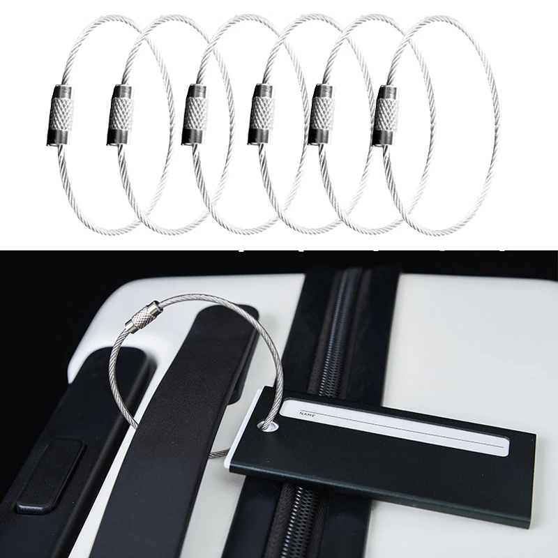 6pcs Outdoor Camp Luggage Tag Screw Lock Gadget EDC Cable Loop Stainless Steel Wire Ring Key Chain Circle Rope Ring Keychain
6pcs Outdoor Camp Luggage Tag Screw Lock Gadget EDC Cable Loop Stainless Steel Wire Ring Key Chain Circle Rope Ring Keychain