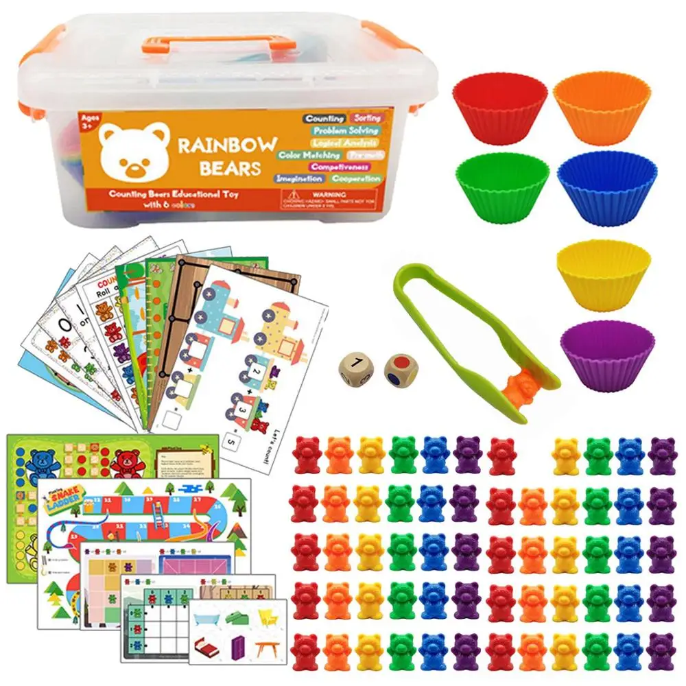Montessori Rainbow Counting Bears Color Sorting Toys Kit Learning Math Educational Toys for Kids Homeschool Preschool Supplies
Montessori Rainbow Counting Bears Color Sorting Toys Kit Learning Math Educational Toys for Kids Homeschool Preschool Supplies