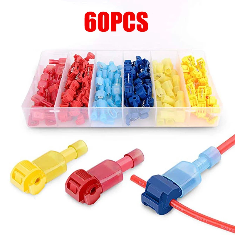 60pcs T-Tap Wire Connectors Self-Stripping Quick Splice Electrical Wire Terminal Insulated Male Quick Disconnect Spade Terminal
60pcs T-Tap Wire Connectors Self-Stripping Quick Splice Electrical Wire Terminal Insulated Male Quick Disconnect Spade Terminal