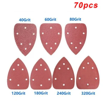 70pcs 5 Hole 40/60/80/120/180/240/320 Grit Sanding Discs Paper Sandpaper Sheet