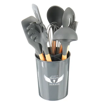 Silicone Cooking Utensils Set Non-stick Spatula Soup Spoon Wooden Handle Silicone Cooking Tool Utensil Set with Storage Box
Silicone Cooking Utensils Set Non-stick Spatula Soup Spoon Wooden Handle Silicone Cooking Tool Utensil Set with Storage Box