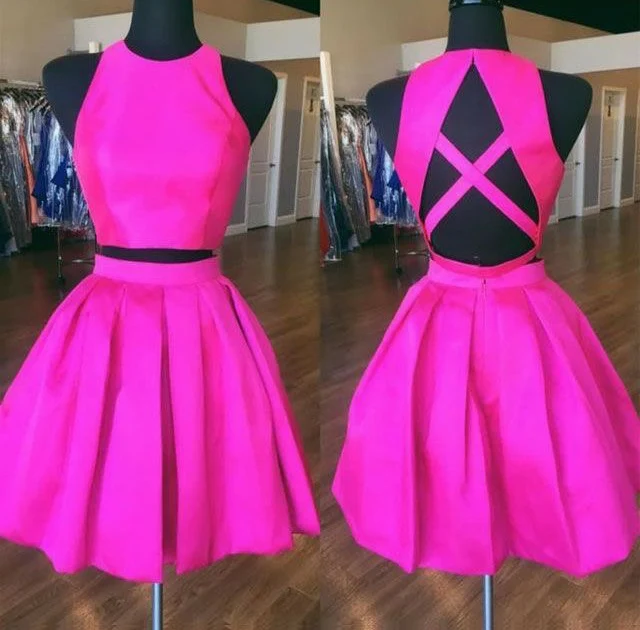 Short O-Neck Two Pieces Homecoming Dresses with Pockets Criss Cross Back Knee Length Rose Red Taffeta Robes de Soirée for Women
Short O-Neck Two Pieces Homecoming Dresses with Pockets Criss Cross Back Knee Length Rose Red Taffeta Robes de Soirée for Women