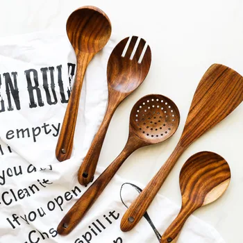 6PCS Teak Wooden Kitchen Cooking Utensils, Non-Stick Spoons And Spatula Kitchen Dining Bar Accessories
6PCS Teak Wooden Kitchen Cooking Utensils, Non-Stick Spoons And Spatula Kitchen Dining Bar Accessories