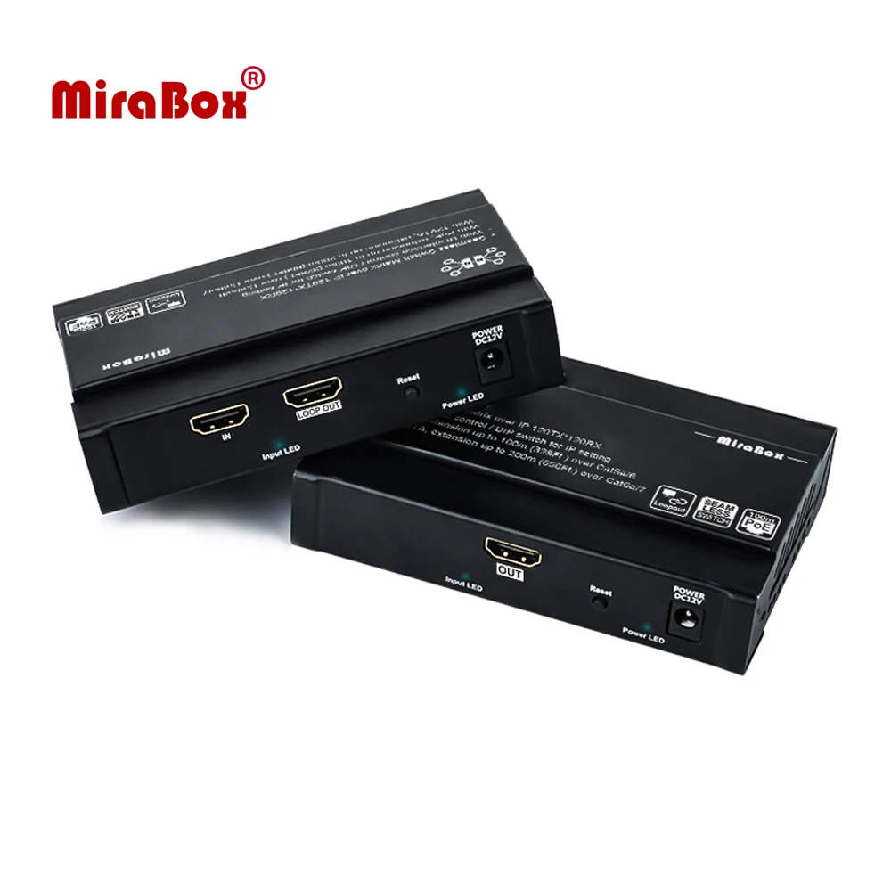 Mirabox 100m PoE 1080P HDMI Extender over Cat5e/Cat6 With Loopout HDMI Matrix for Sport Bar Mall Video Distribution
Mirabox 100m PoE 1080P HDMI Extender over Cat5e/Cat6 With Loopout HDMI Matrix for Sport Bar Mall Video Distribution