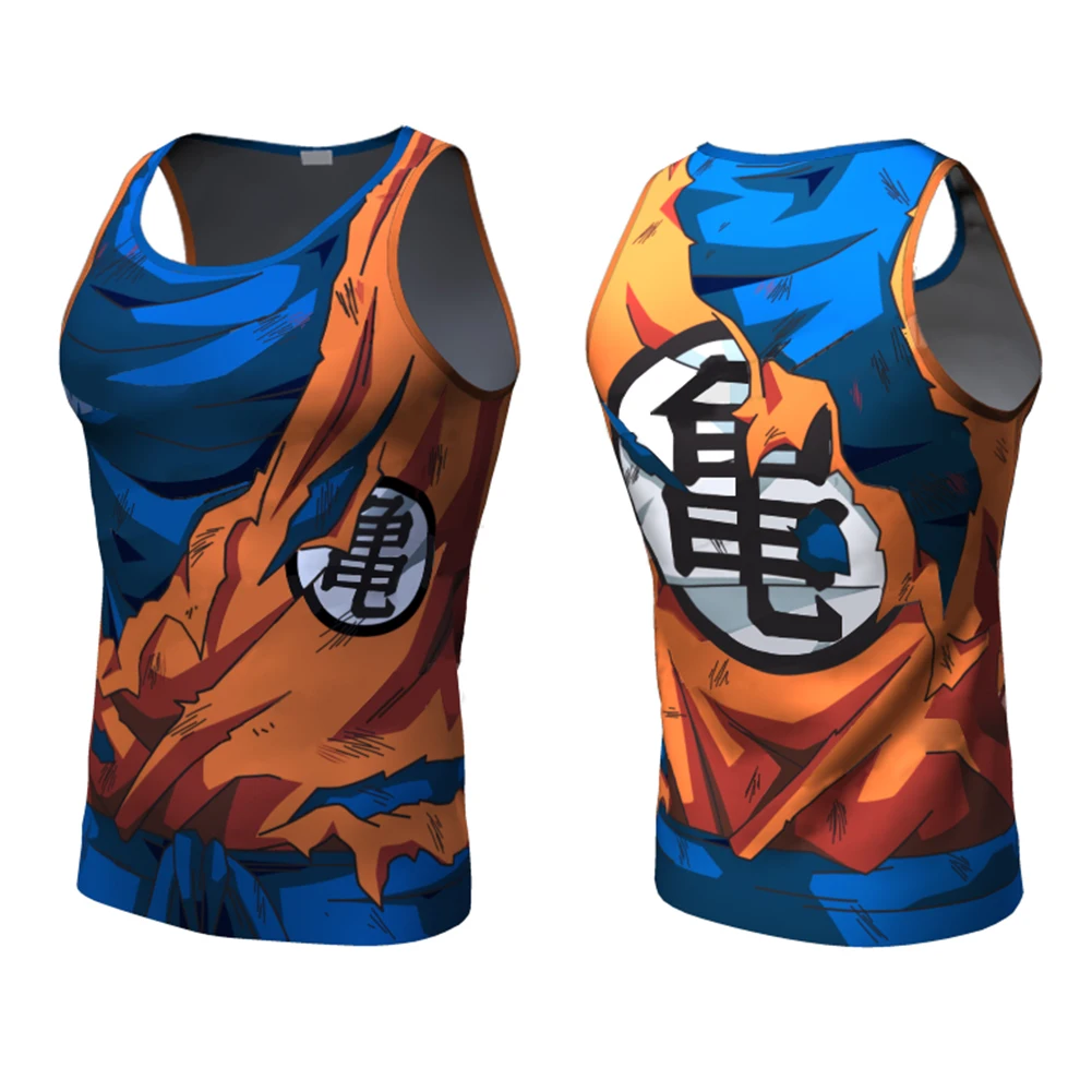 

3D Anime Quick Dry Sport Tank Tops Sleeveless Shirts Running Gym Workout Fitness Breathable Slim Compression Tanks Tops