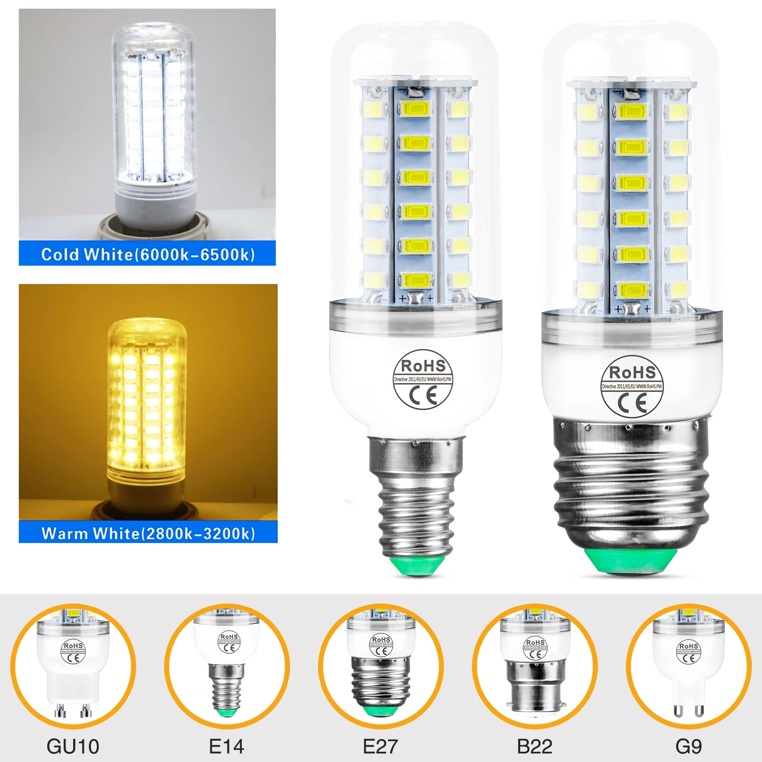 

220V GU10 Led Lamp Bulb E14 Led Candle Light Bulb E27 Corn Lamp G9 Led 3W 5W 7W 9W 12W 15W Bombilla B22 Chandelier Lighting 240V