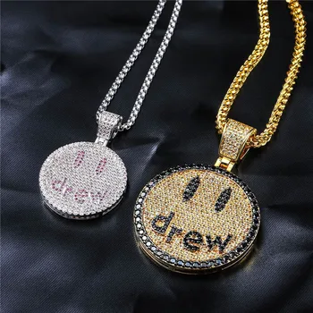 Hip Hop Jewelry Drew Smiling Face Pendant Necklace For Men Women New Arrival Micro Pave Colorful Zircon Lovers Necklace
Hip Hop Jewelry Drew Smiling Face Pendant Necklace For Men Women New Arrival Micro Pave Colorful Zircon Lovers Necklace