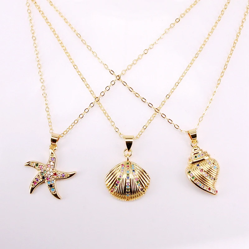 6PCS, Beach Jewelry, Rainbow CZ Micro Pave Crystal Colorful Zirconia Starfish / Shell Pendant Necklaces
6PCS, Beach Jewelry, Rainbow CZ Micro Pave Crystal Colorful Zirconia Starfish / Shell Pendant Necklaces