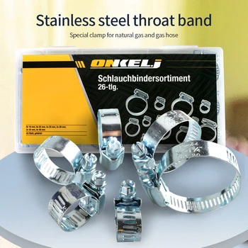 26pcs Single Ear Stepless Hose Clamps 7-44mm 304 Stainless Steel Hose Clamps Cinch Clamp Rings for Sealing Kinds of Hose
26pcs Single Ear Stepless Hose Clamps 7-44mm 304 Stainless Steel Hose Clamps Cinch Clamp Rings for Sealing Kinds of Hose