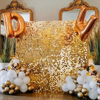 Gold color sequin panel wedding backdrop custom adverting sings shop window background glam shimmer sequin wall 3D wall sticker
Gold color sequin panel wedding backdrop custom adverting sings shop window background glam shimmer sequin wall 3D wall sticker