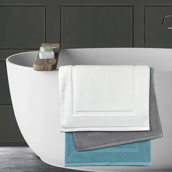 

White Hotel Floor Towel Jaquard Partern Home Bath Mats Cotton Mat Bathroom Absorption Rug Toilet Non-slip Bathtub Towels Water