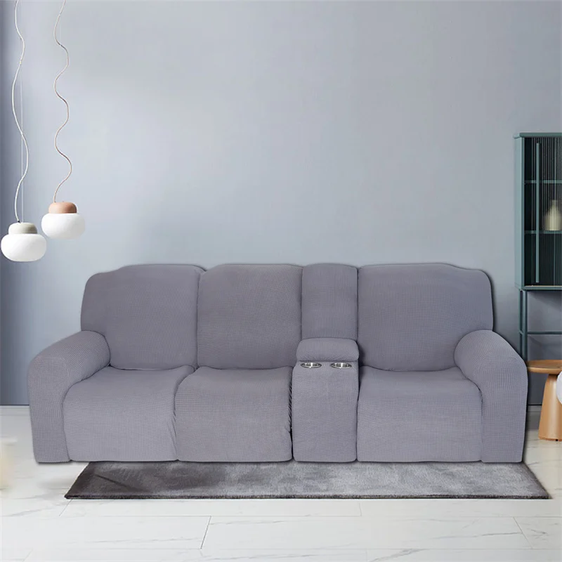 Housse extensible pour fauteuil inclinable 3 places, avec porte-gobelet, en polaire, pour salon Housse extensible pour fauteuil inclinable 3 places, avec porte-gobelet, en polaire, pour salon