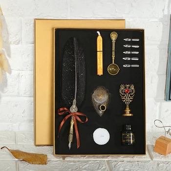 New Retro Carving Feather Pen SetEuropean style Dip Feather Pen Set Calligraphy Pen Set 2020 New Year Festival Birthday Gift Box
New Retro Carving Feather Pen SetEuropean style Dip Feather Pen Set Calligraphy Pen Set 2020 New Year Festival Birthday Gift Box
