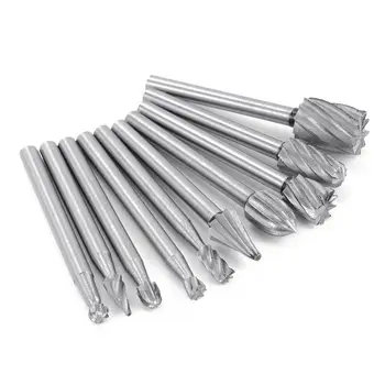 10pcs HSS Tungsten Carbide Rotary Cutting Burr Set Grinder Bit 1/8 inch (3mm) Shank Woodworking Carving Tools 
10pcs HSS Tungsten Carbide Rotary Cutting Burr Set Grinder Bit 1/8 inch (3mm) Shank Woodworking Carving Tools