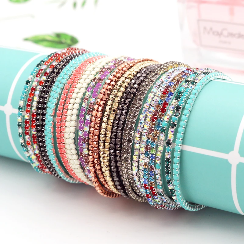 Фото Модные эластичные браслеты со стразами 10 шт./лот с кристаллами для женщин подарок