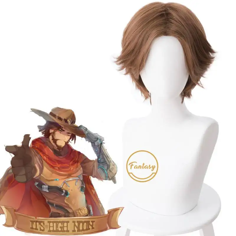 Парик для косплея Game OW Jesse Mccree термостойкий синтетический парадный костюм
