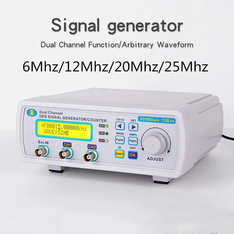 Digital DDS Dual-channel Signal MHS-5200A Source Generator Arbitrary Waveform Frequency Meter 6M/12M/20M/25MHz for researching
Digital DDS Dual-channel Signal MHS-5200A Source Generator Arbitrary Waveform Frequency Meter 6M/12M/20M/25MHz for researching