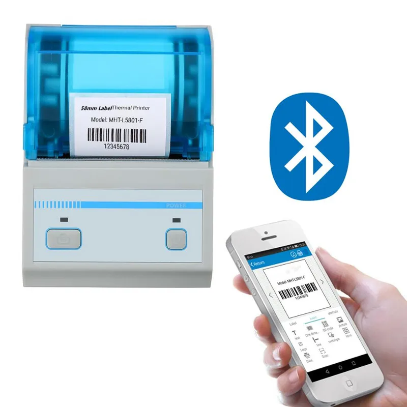 Android IOS Windows thermal label printer mini Portable 58mm Barcode QR label printing pocket Bluetooth Thermal printer
Android IOS Windows thermal label printer mini Portable 58mm Barcode QR label printing pocket Bluetooth Thermal printer