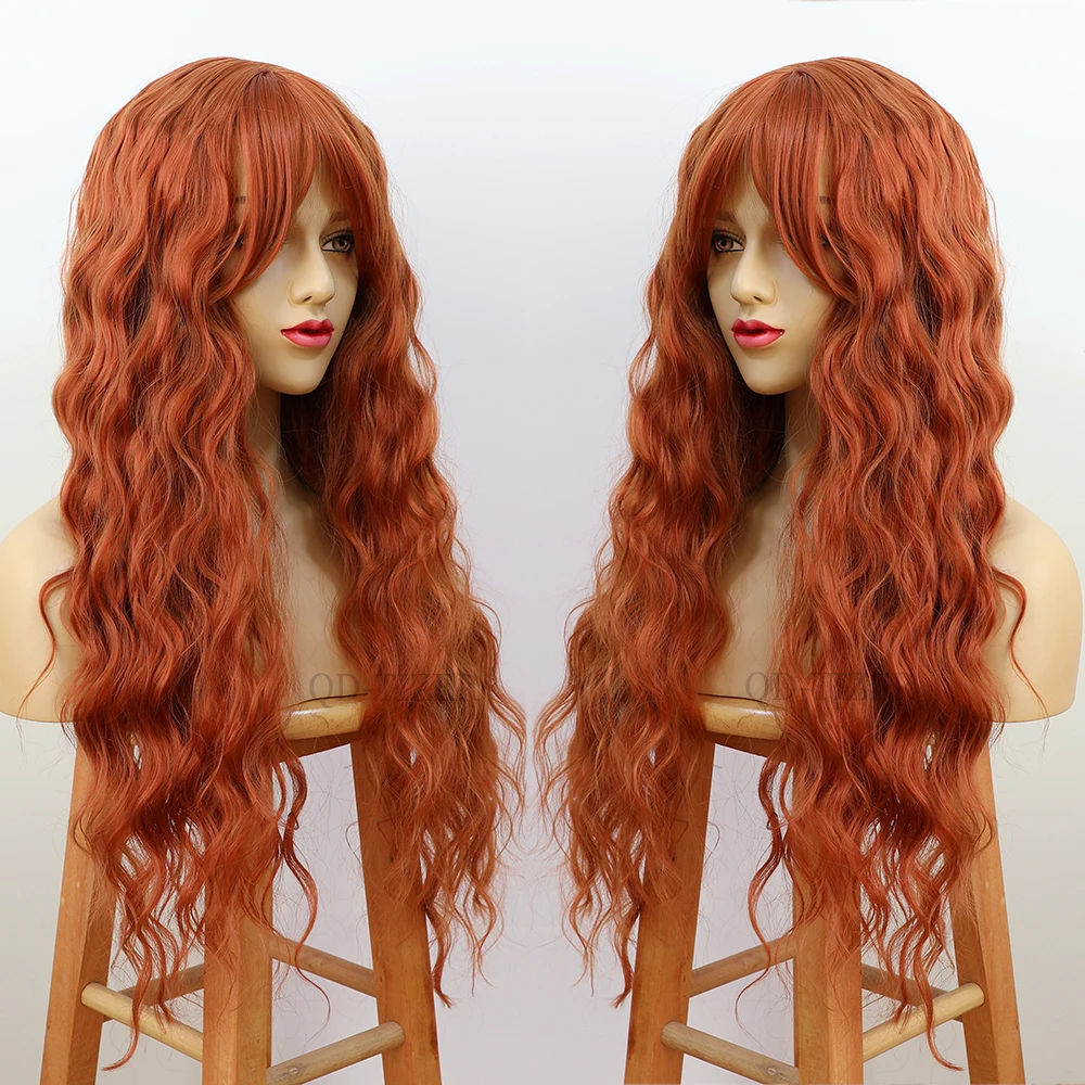 QD-Tizer 180% длинные волнистые синтетические кружевные передние парики #30 коричневый