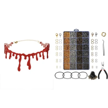 1 Pcs Blood Necklace Scary Halloween Props & 3143 Pcs Jewelry Making Starter Kit with Open Jump Rings Lobster Clasps 
1 Pcs Blood Necklace Scary Halloween Props & 3143 Pcs Jewelry Making Starter Kit with Open Jump Rings Lobster Clasps