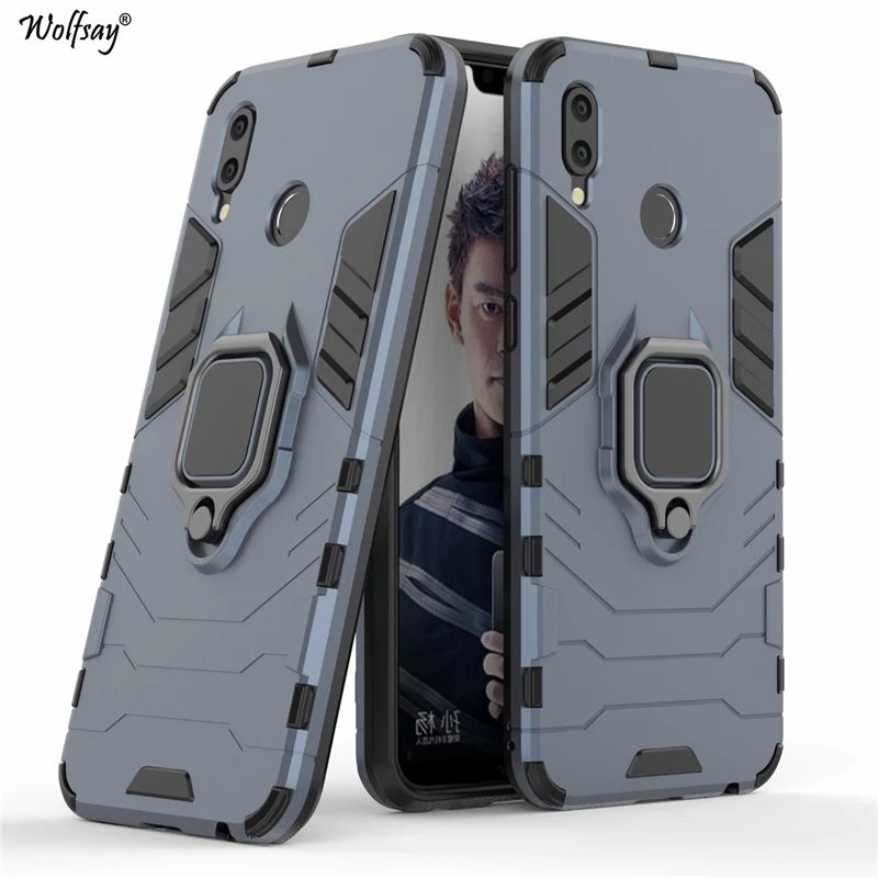 

Wolfsay for Huawei Honor Play Case, Honor Play Car Holder Armor Cases Hard PC & Soft Silicon Cover for Huawei Honor Play COR-L29