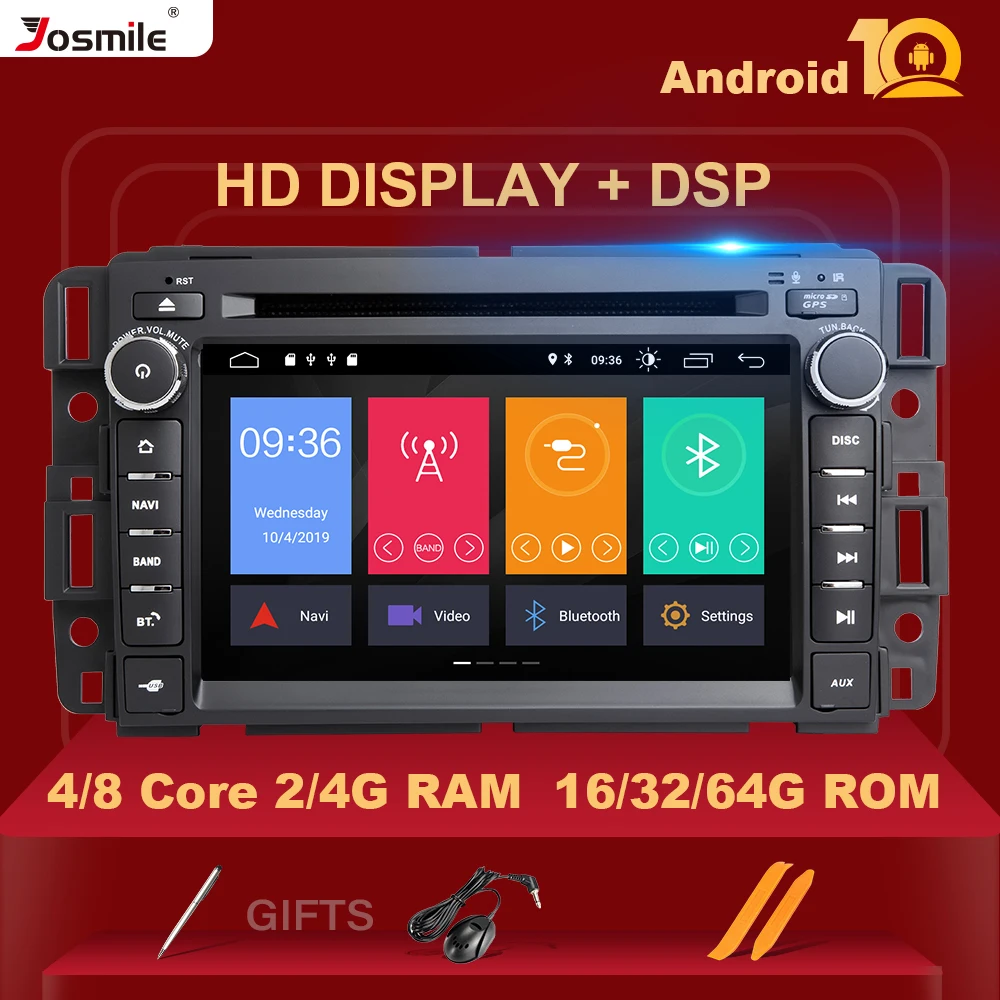 Автомобильный DVD-плеер 4 Гб DSP 1Din GPS радио Android 10 для GMC Sierra Yukon Denali Acadia Savana Chevrolet Express
