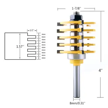 Adjustable Finger Joint Router Bit 1/2 Inch Shank Cutter Tool with 4 Individual Finger Cutters 72XD
Adjustable Finger Joint Router Bit 1/2 Inch Shank Cutter Tool with 4 Individual Finger Cutters 72XD