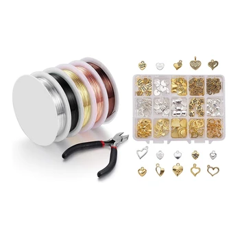 Craft Wire Jewelry Beading Wire Tarnish Resistant Copper Wire with Cutting Pliers & Alloy Heart Pendant Accessories 
Craft Wire Jewelry Beading Wire Tarnish Resistant Copper Wire with Cutting Pliers & Alloy Heart Pendant Accessories